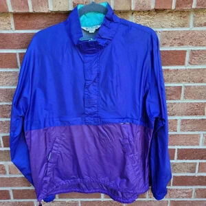 Vintage L.L. Bean Windbreaker Women's Size Medium Purple Teal 1/2 Zip